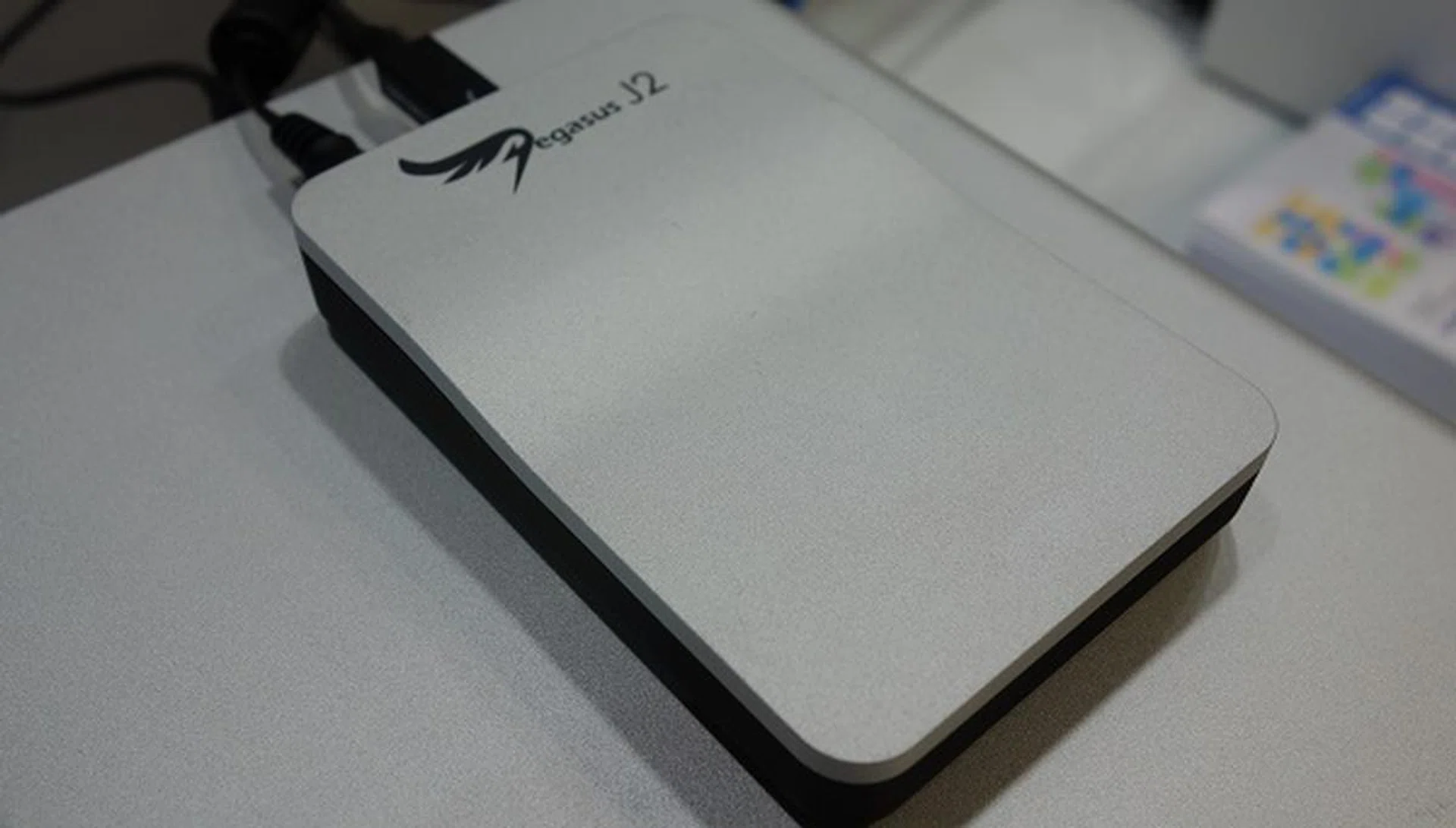 The Promise Pegasus J2 comes in capacities of 256GB or 512GB, with support for dual mSATA SSD drives internally. It's also a single-port Thunderbolt device, and so should sit at the end of the daisy chain.