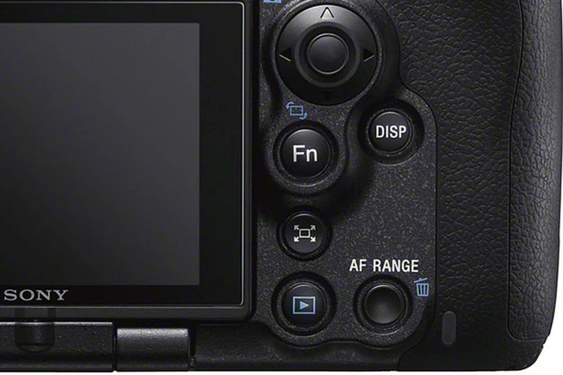 The AF Range Control button is located just beside the playback button.