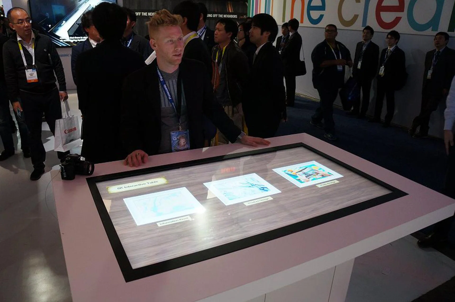 Panasonic went a step ahead to show off an ecosystem of 8K solutions. This 8K interactive table is one of them.