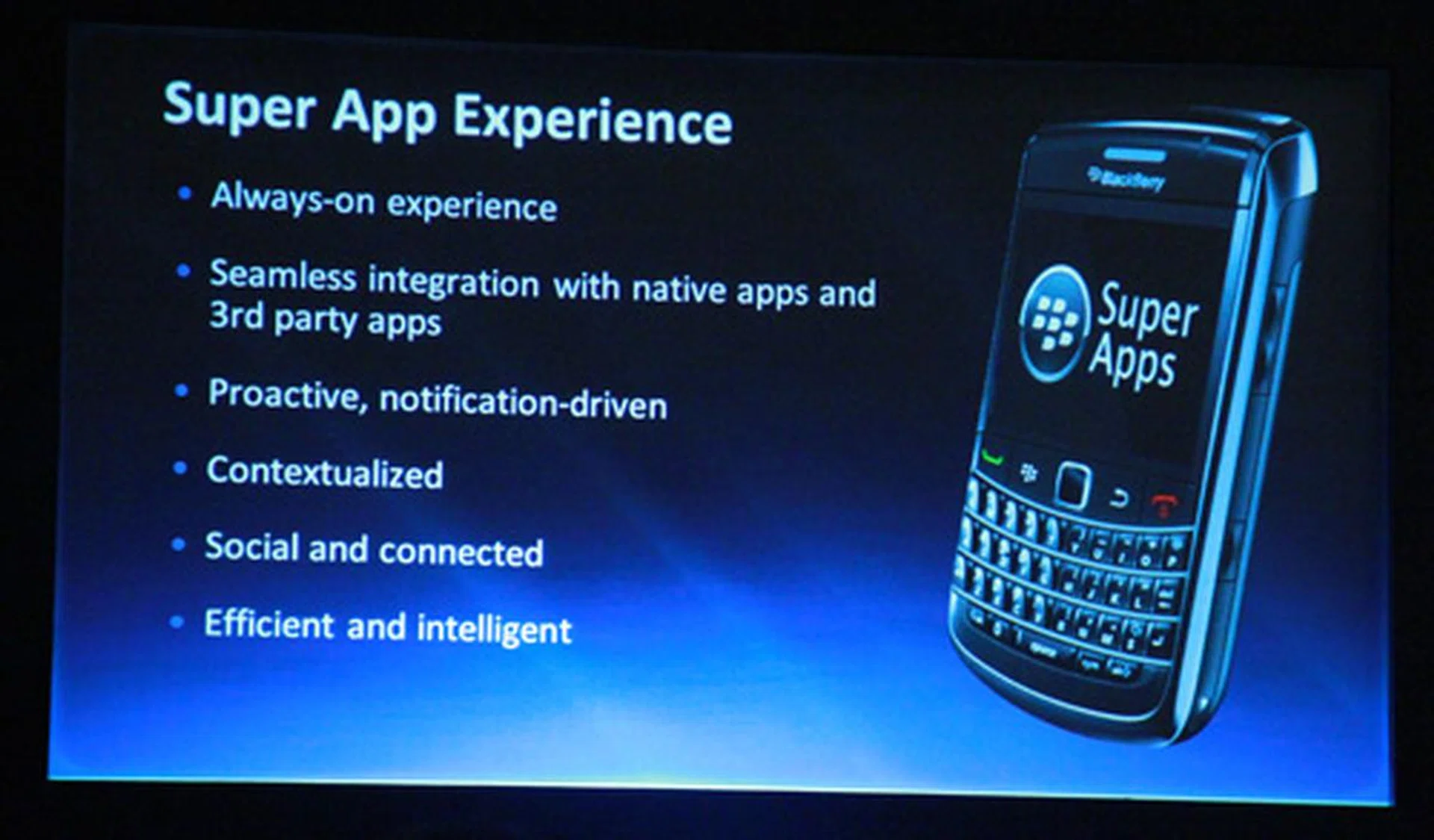 We'll be hearing a great deal more about Super Apps from RIM in the months to come.