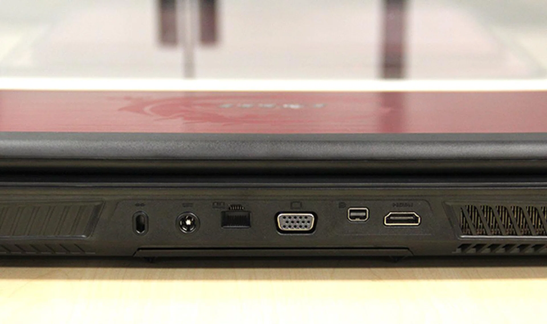 The Ethernet jack is located behind as are the VGA, Mini-DisplayPort and HDMI port.