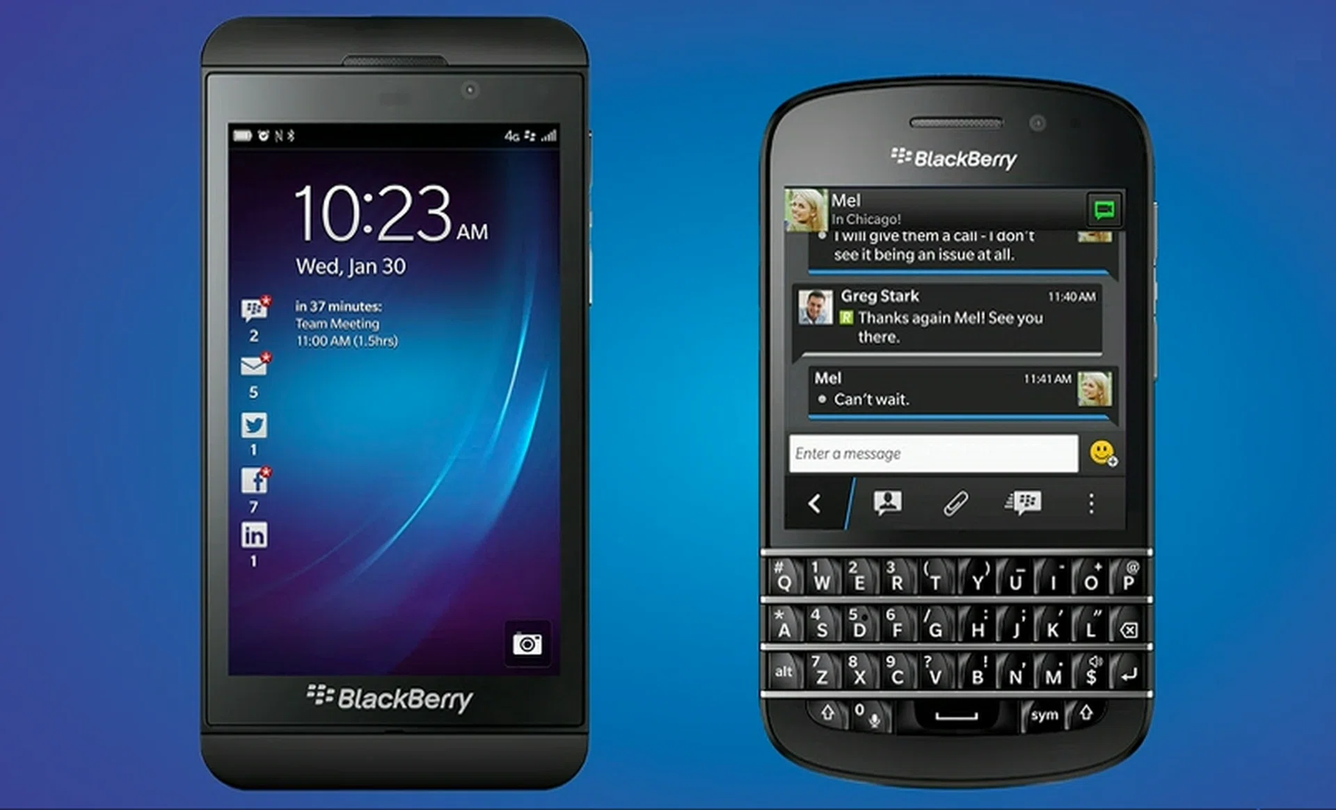 BlackBerry Z10 and its Q10 QWERTY-equipped counterpart.