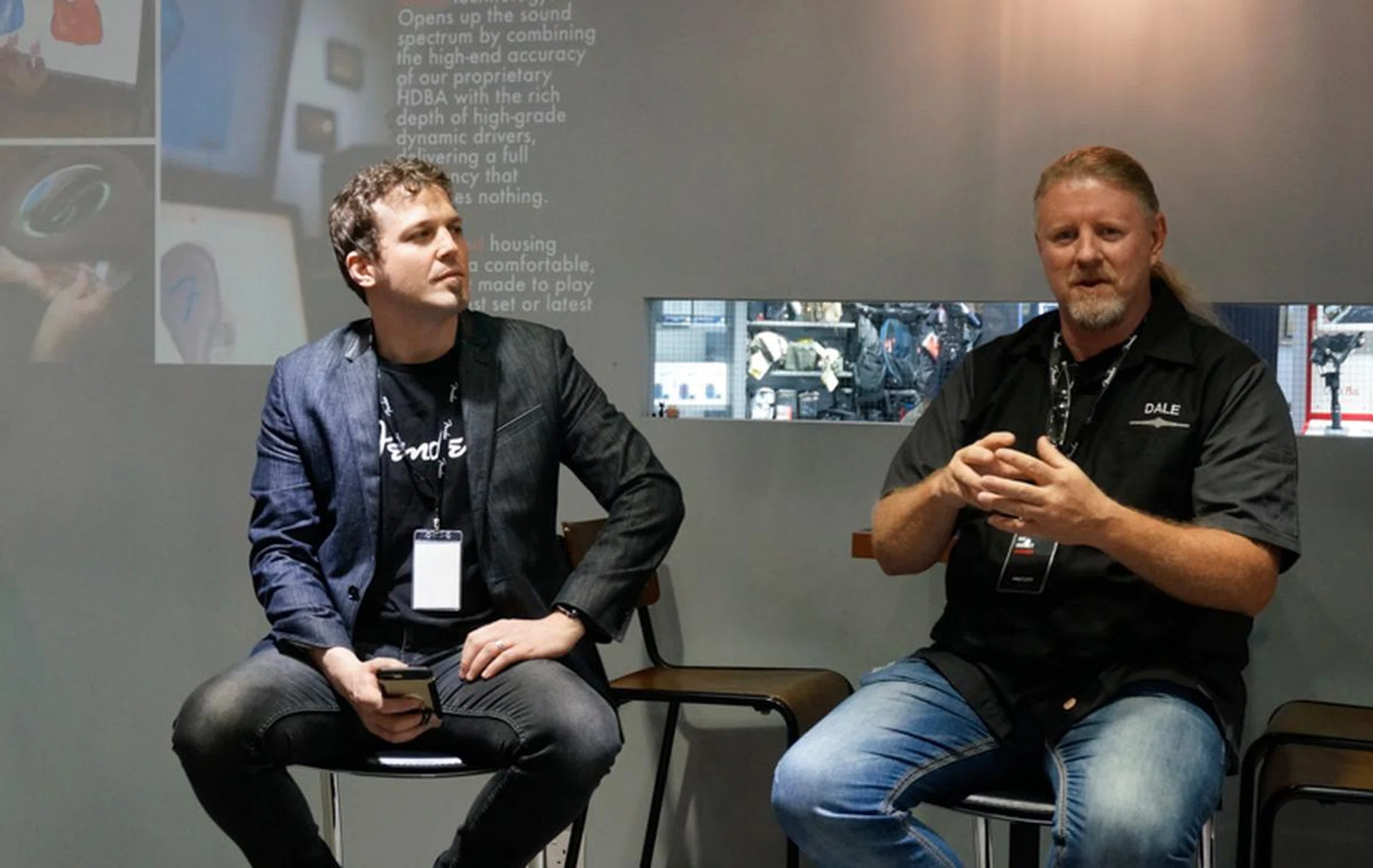 Dale Lott (right) talks about his use of both Dynamic and Balanced drivers in his headphones.