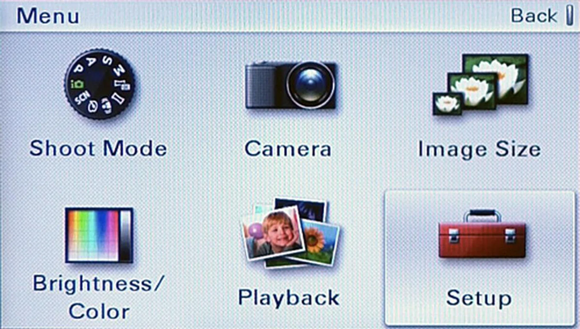 Looks familiar? The C3's menu design is by and large unchanged from the NEX-3/5's.