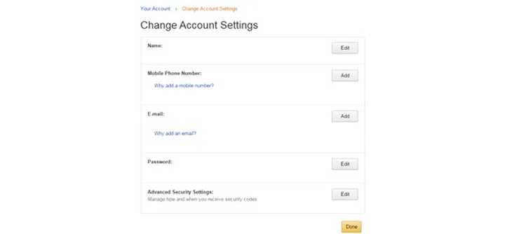 This is what you should see when you click on Change Account Settings link from the previous page.