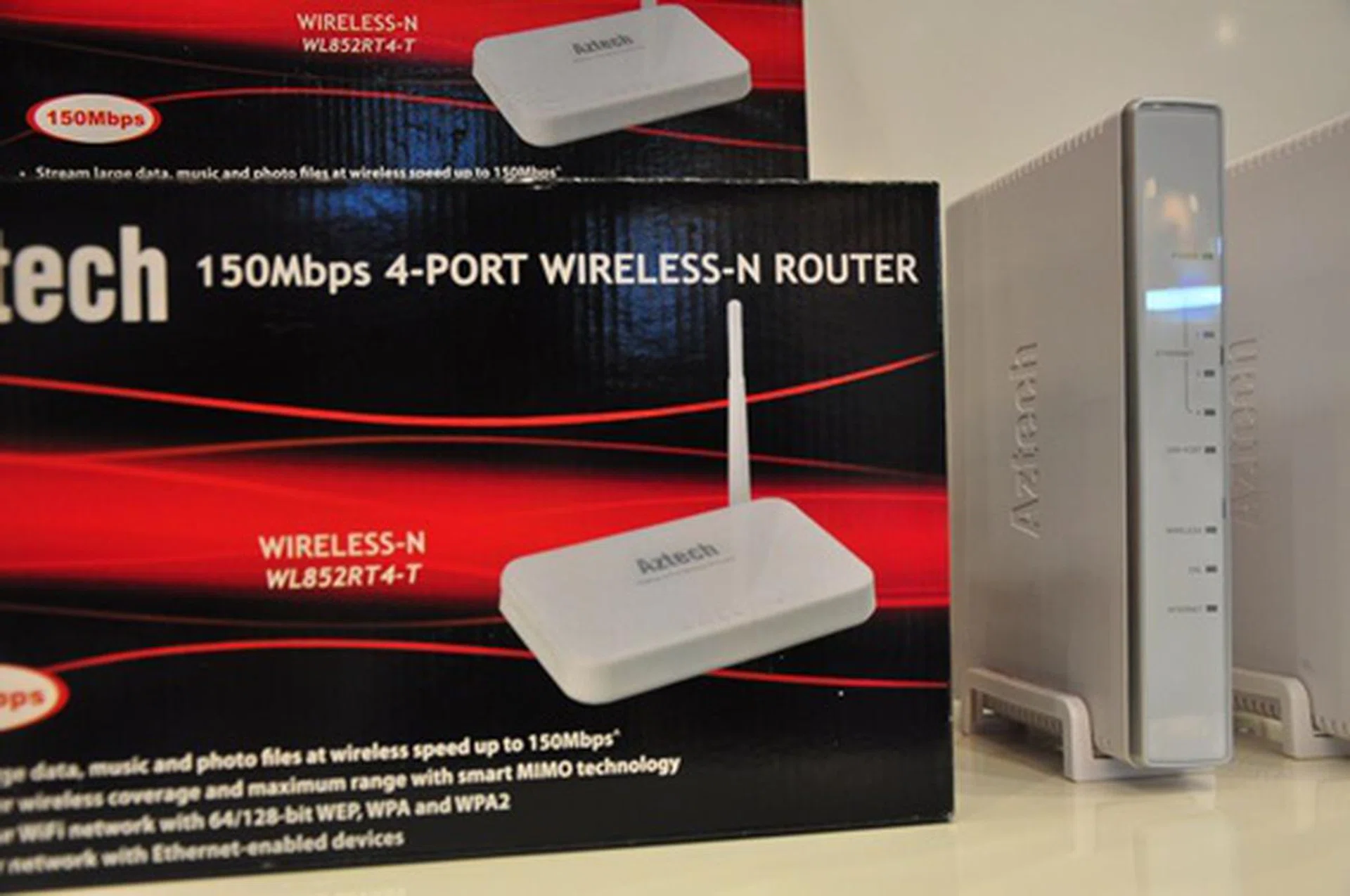 One of the better deals we spotted at the booth is a $32 priced 4-port 150Mbps Wireless-N Router. Wi-Fi without breaking the bank!
