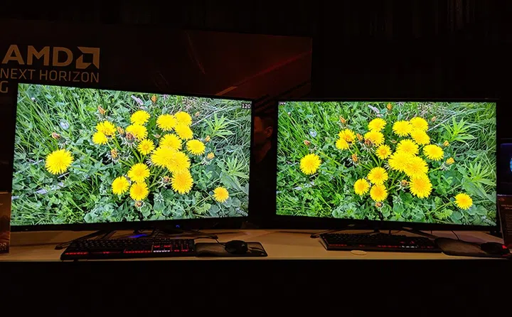 The monitor on the left doesn't use DSC, but the one on the right does. 