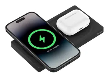 The Belkin BoostCharge Pro 2-in-1 wireless charging pad with official MagSafe charging.