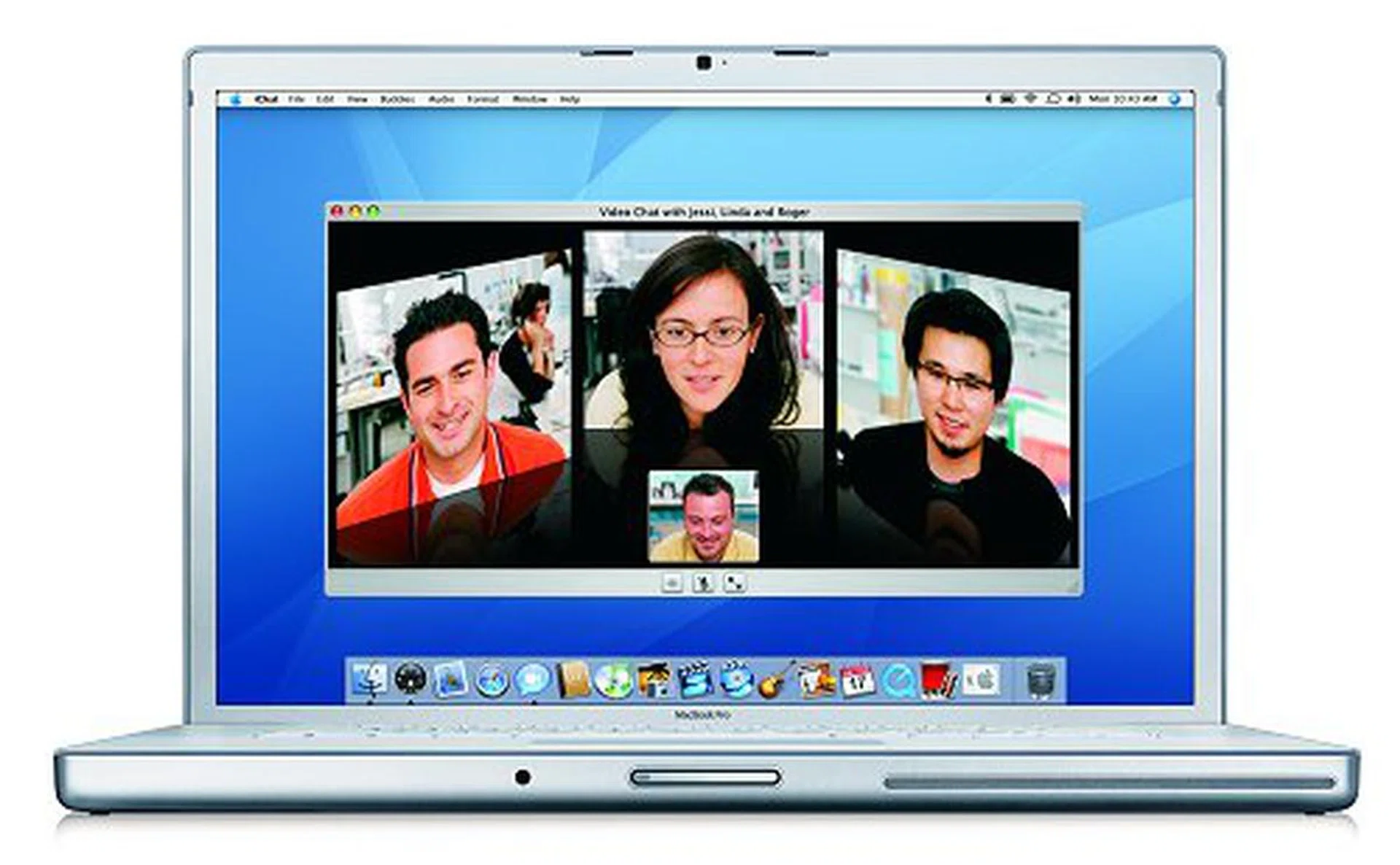 The Macbook Pro in some videoconferencing action using the iChat AV.