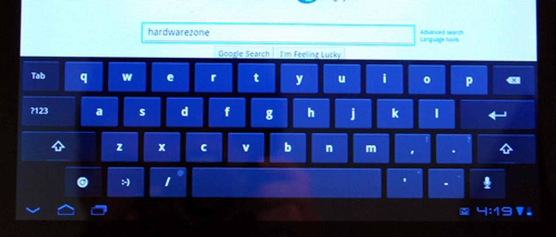  We really like the new virtual keyboard on the Honeycomb OS.