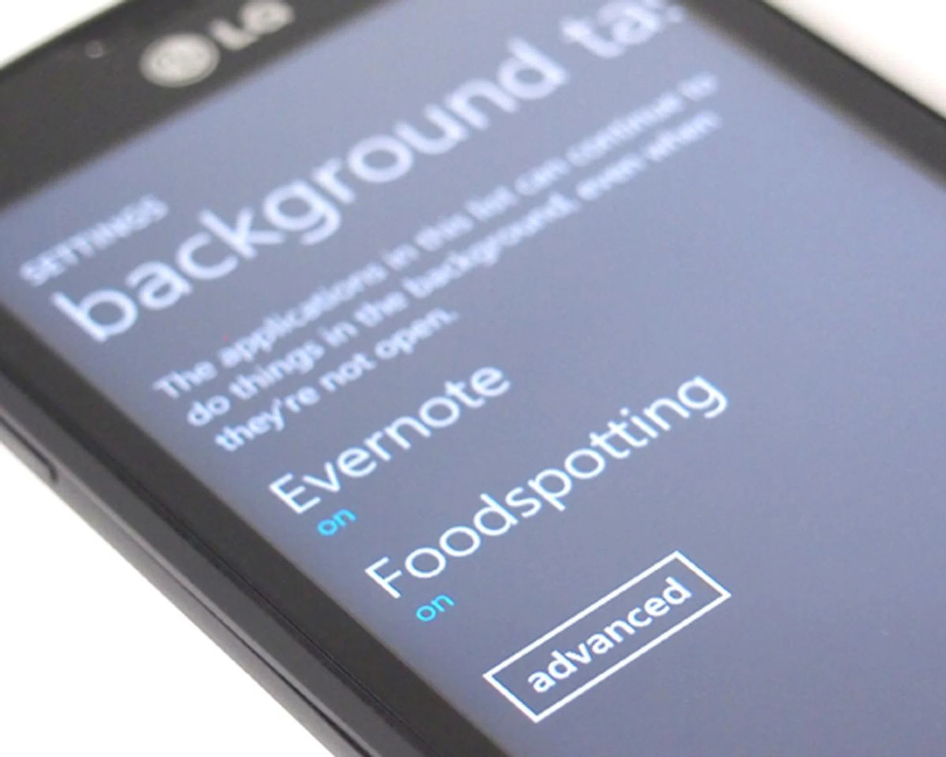 Similar to the SkyDrive auto upload feature, apps running in the background can be taxing on your device's battery.