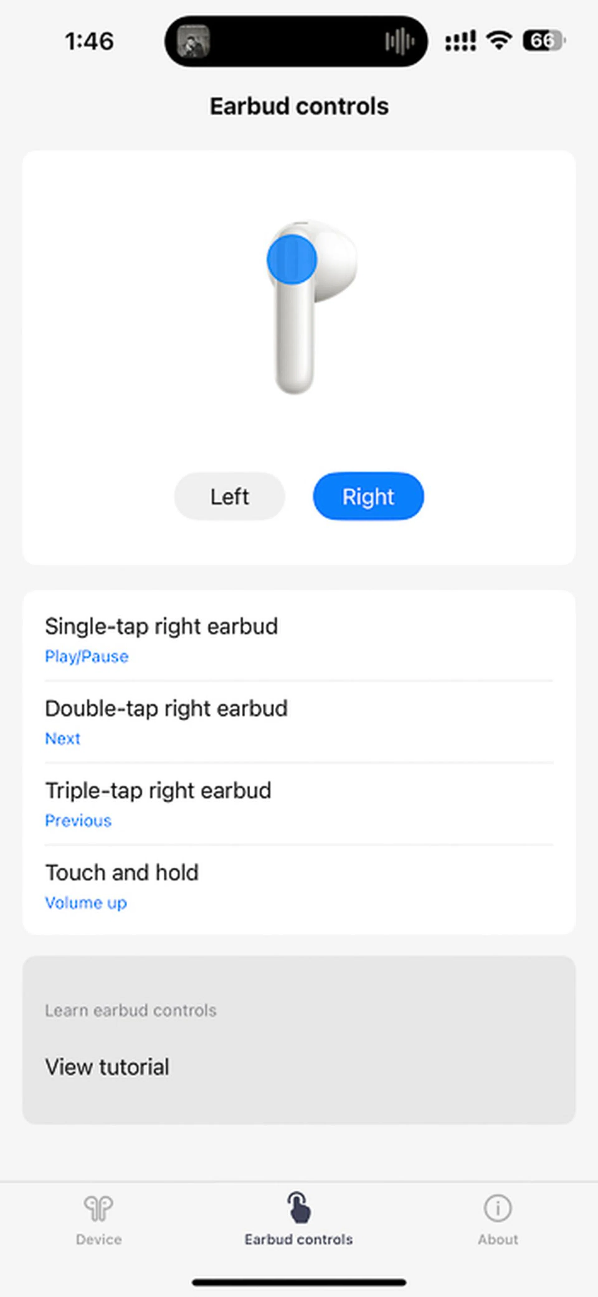 Touch control customisation.