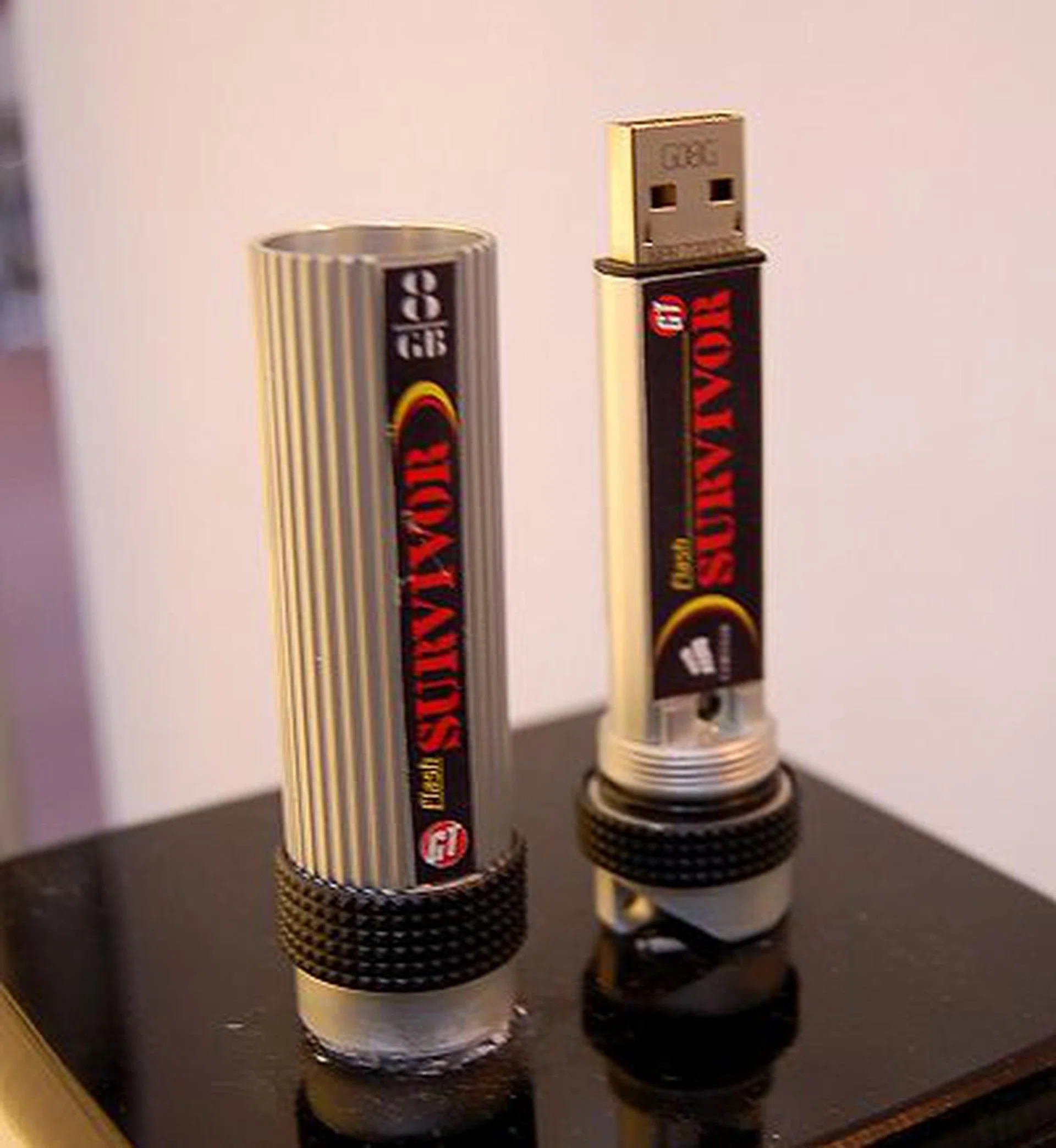  The "Survivor" series is probably one of the more extreme thumb drives to-date. Though it looks a little dated, it's meant for the rugged use as it was designed to withstand tremendous pressure. It is even water-resistant up to 20 bars of pressure! Available in GT and non-GT editions again up to 4GB capacity and should be out on retail in the June period.  