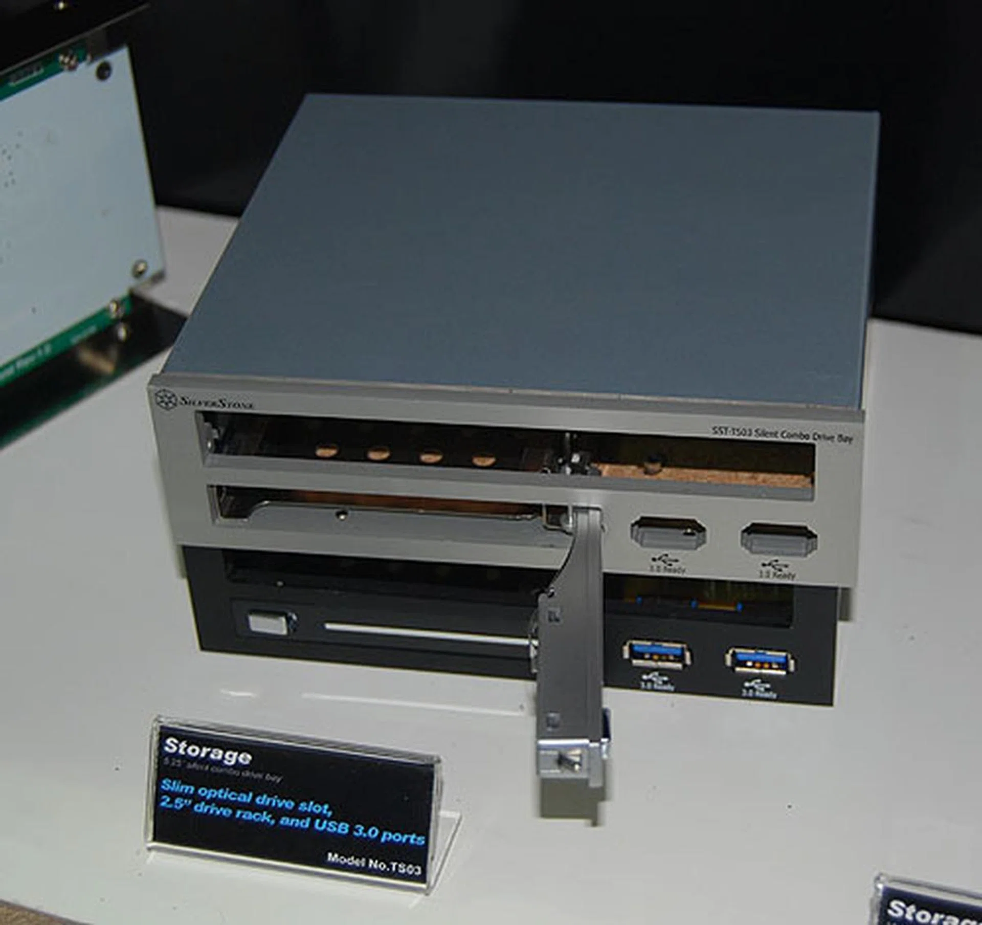  A combo storage drive bay module from SilverStone, featuring USB 3.0 compatible ports. We haven't yet seen a motherboard that supports USB 3.0 however.  