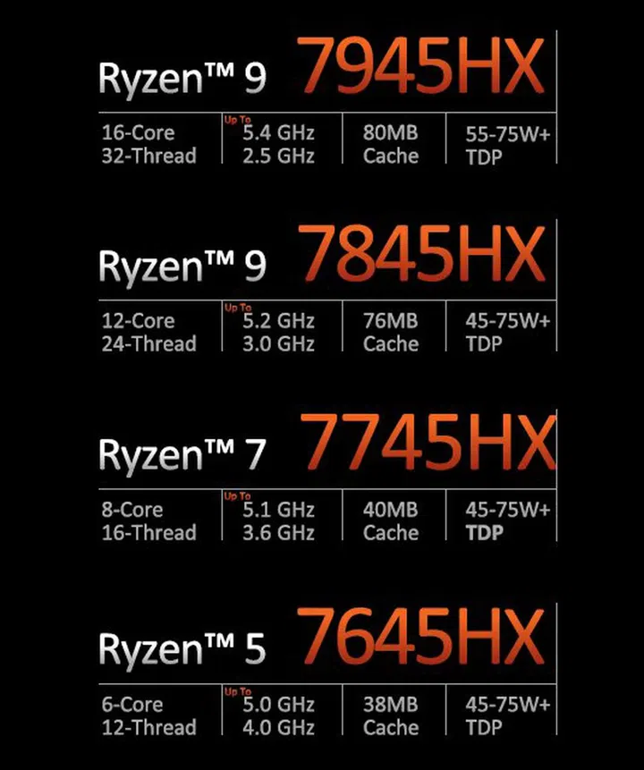 The processor variety in the Ryzen 7045 series. (Image source: AMD)