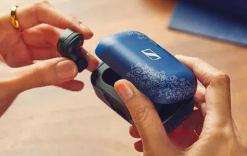 The limited edition Sennheiser Momentum True Wireless 3 with the batik print case. (Image source: Sennheiser)