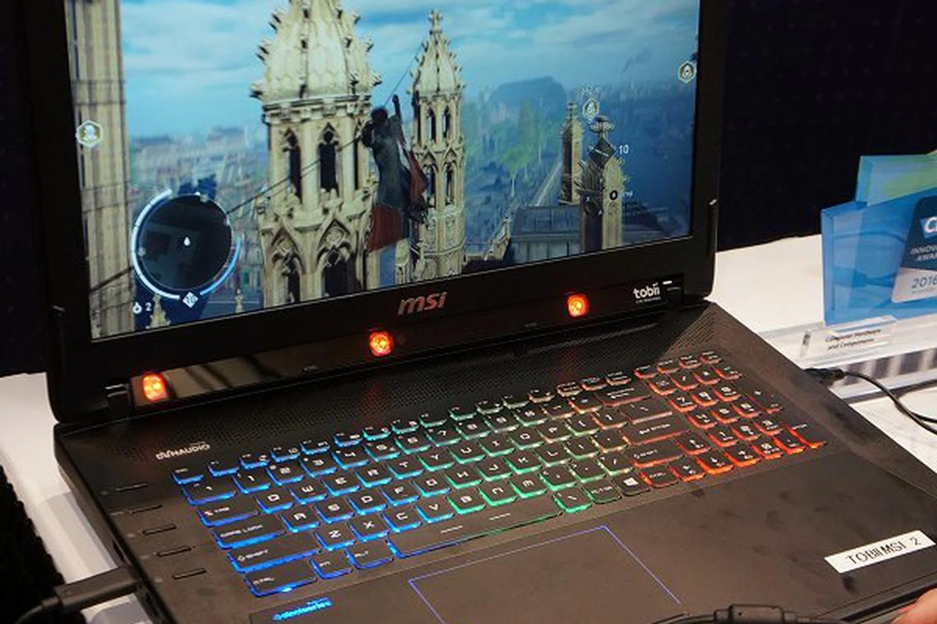 The MSI GT72 Dominator Pro integrated with Tobii eye tracking hardware.