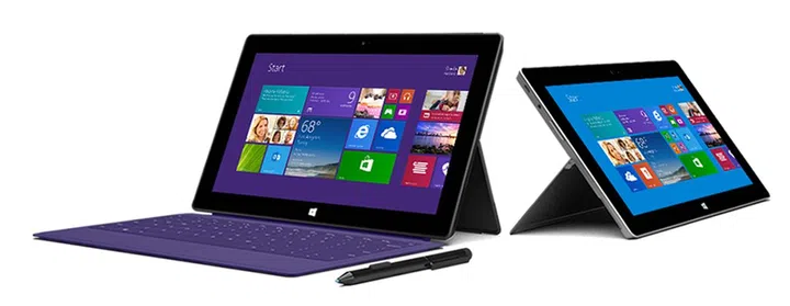 The new Microsoft Surface Pro 2 (left) and Surface 2 (right).