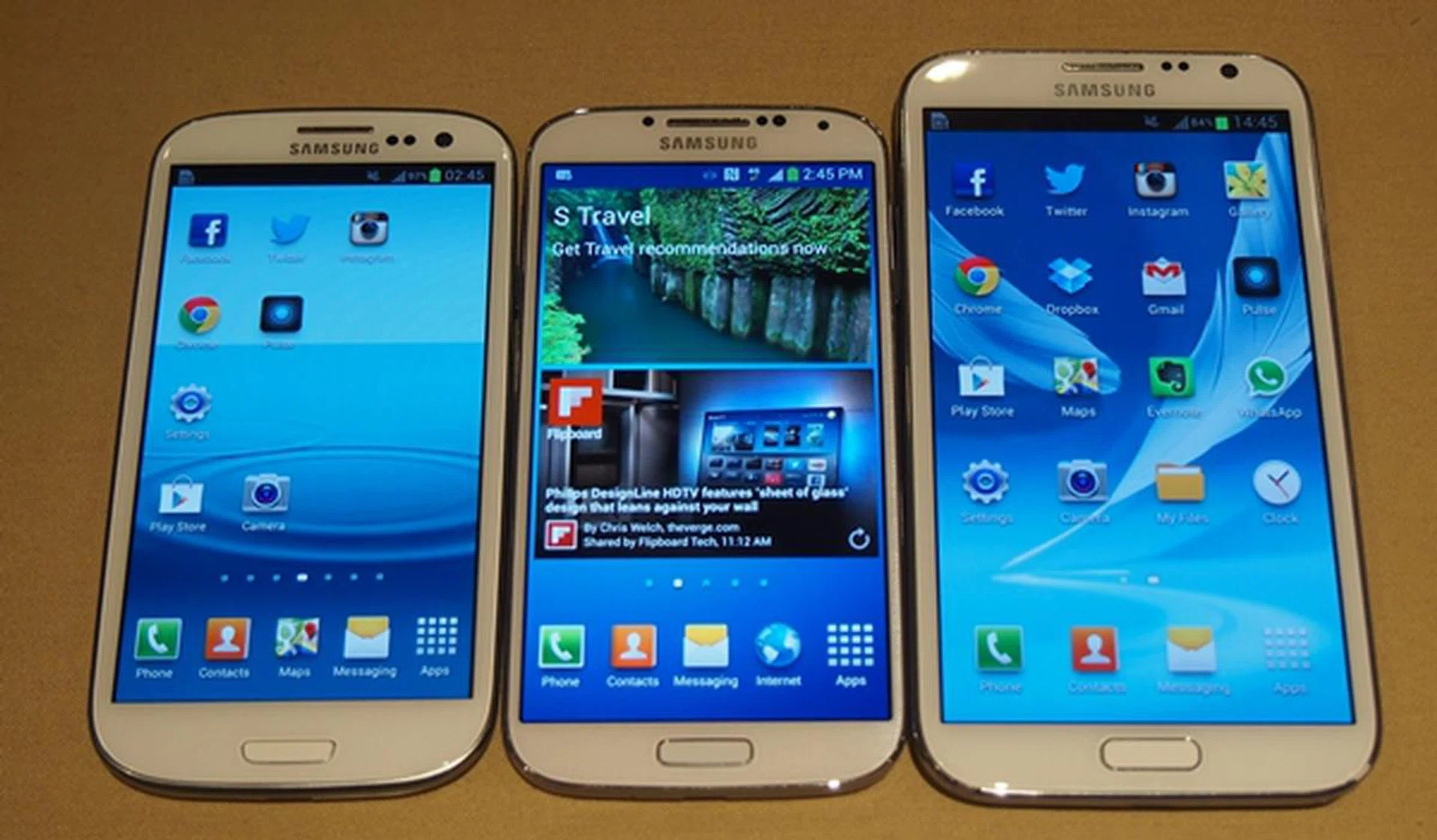 All three Samsung devices (Galaxy S III, S4, and Note II) are made up of plastic.