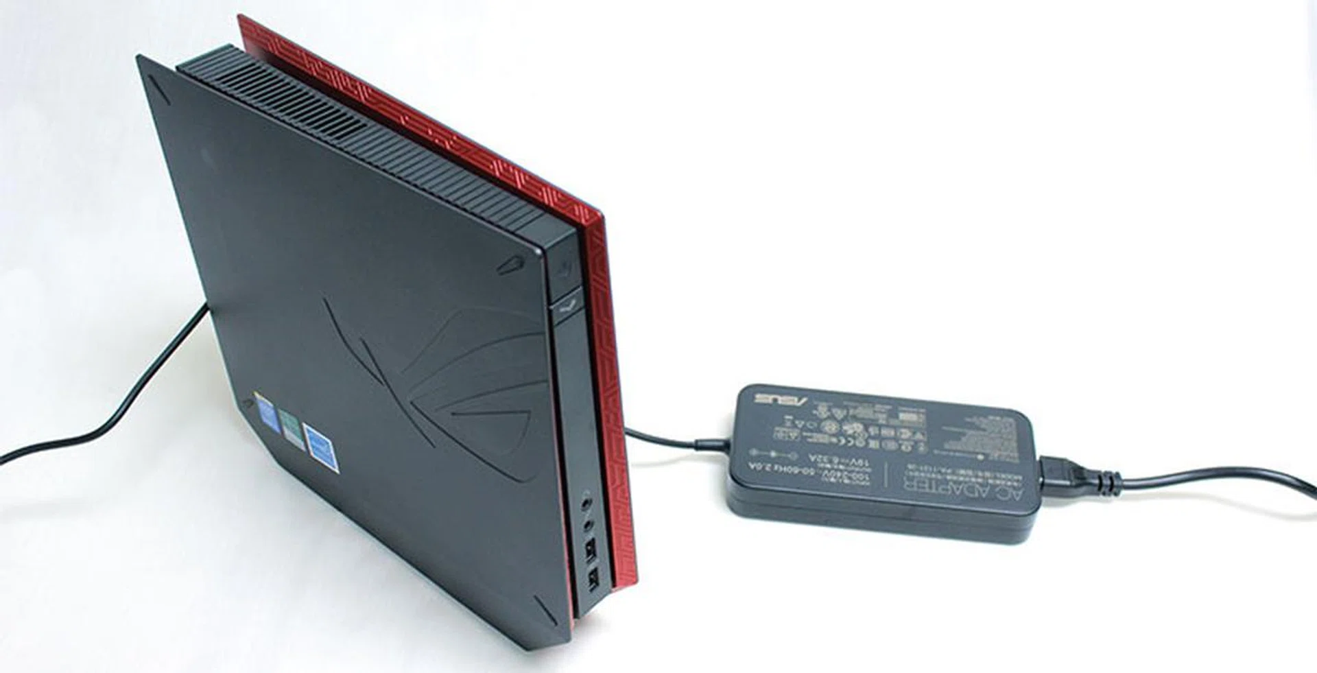 The 120-watt power adapter is fairly large compared to the GR6.