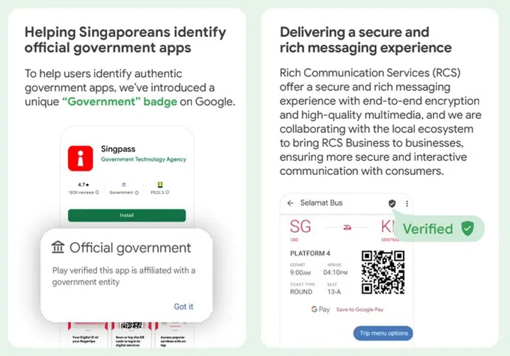 Example of new safeguards and measures to help users tell apart legitimate interactions from fraudulent copycats. Source: Google.