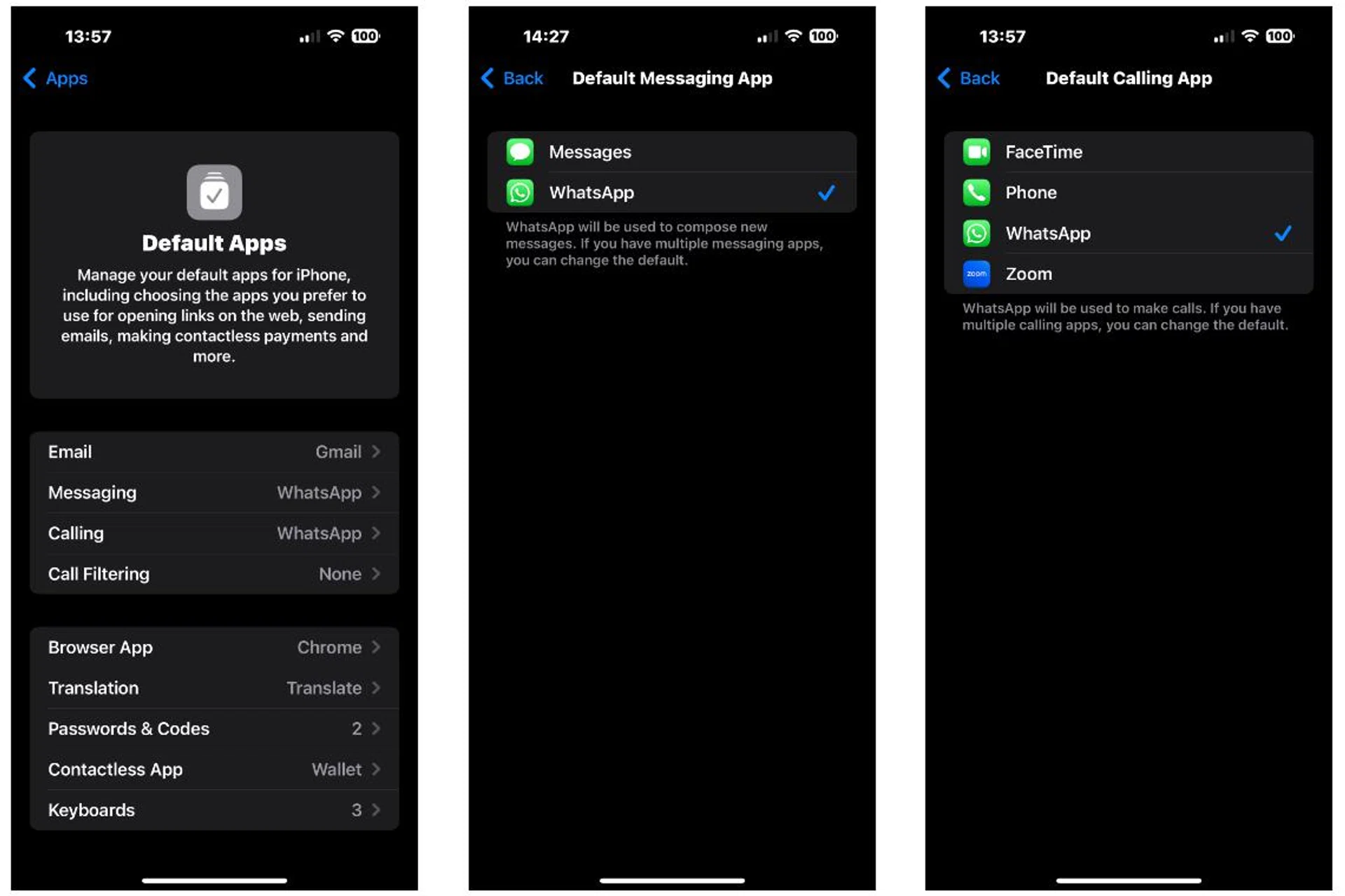 Its simply a matter of choosing the default app you prefer. Photo: HWZ. 