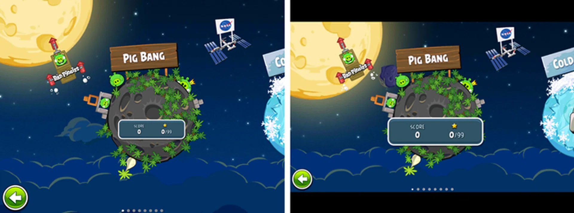 Angry Birds: Pre-aspect ratio correction VS post-aspect ratio correction