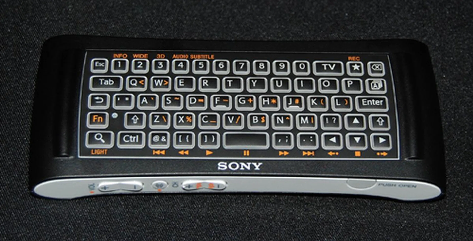 The remote for the Network Player features a full keyboard to help with navigation.