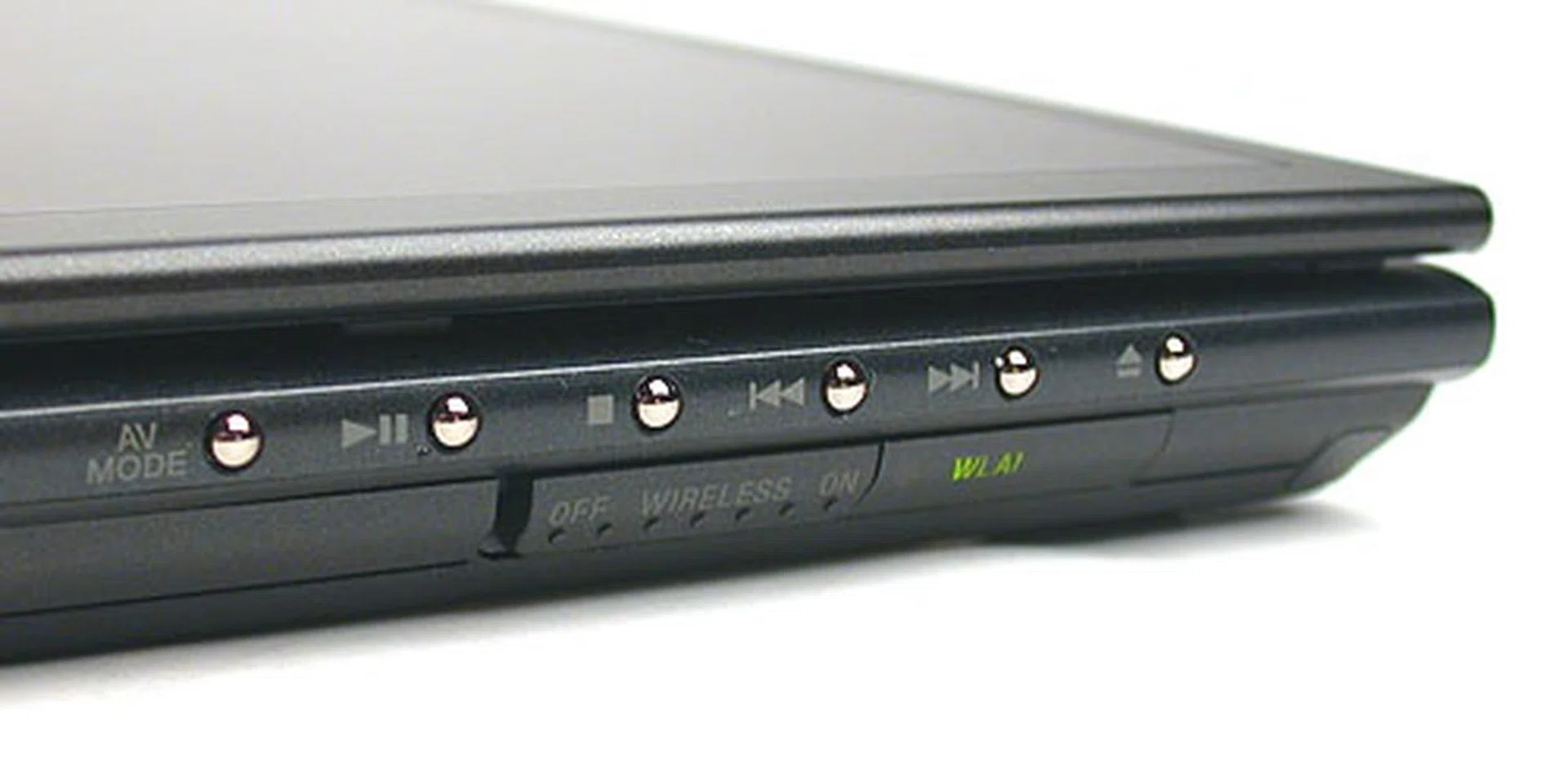 The tiny silver buttons here are for the instant AV mode which can work at the touch of a button without first booting into Windows. They are again rather small and may be difficult to press. There's also the usual switch to toggle the wireless LAN connection.