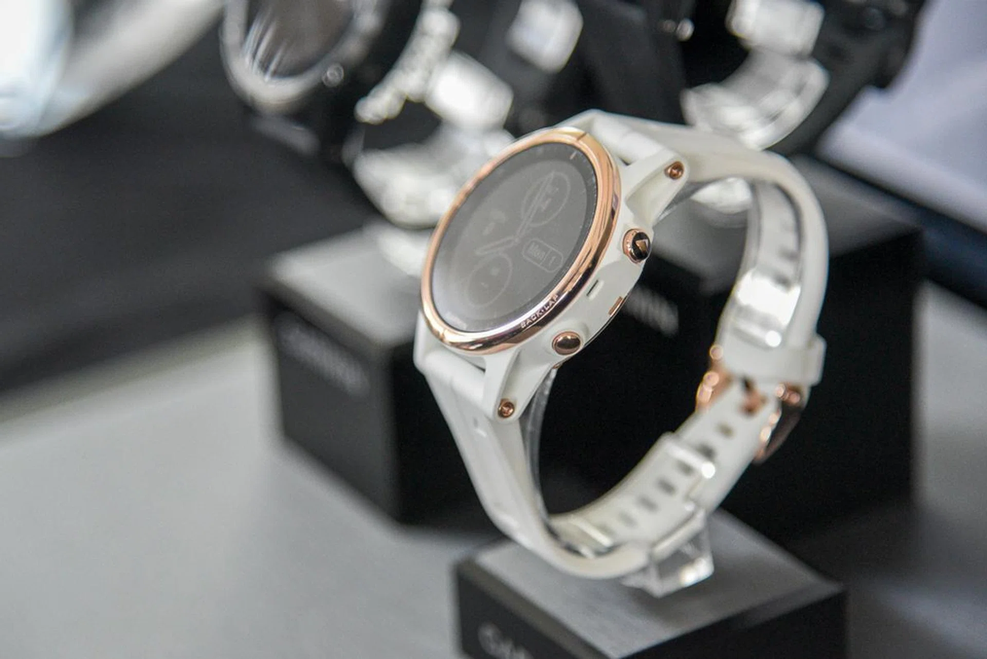 The Fenix 5S Plus comes in either black or rose gold.