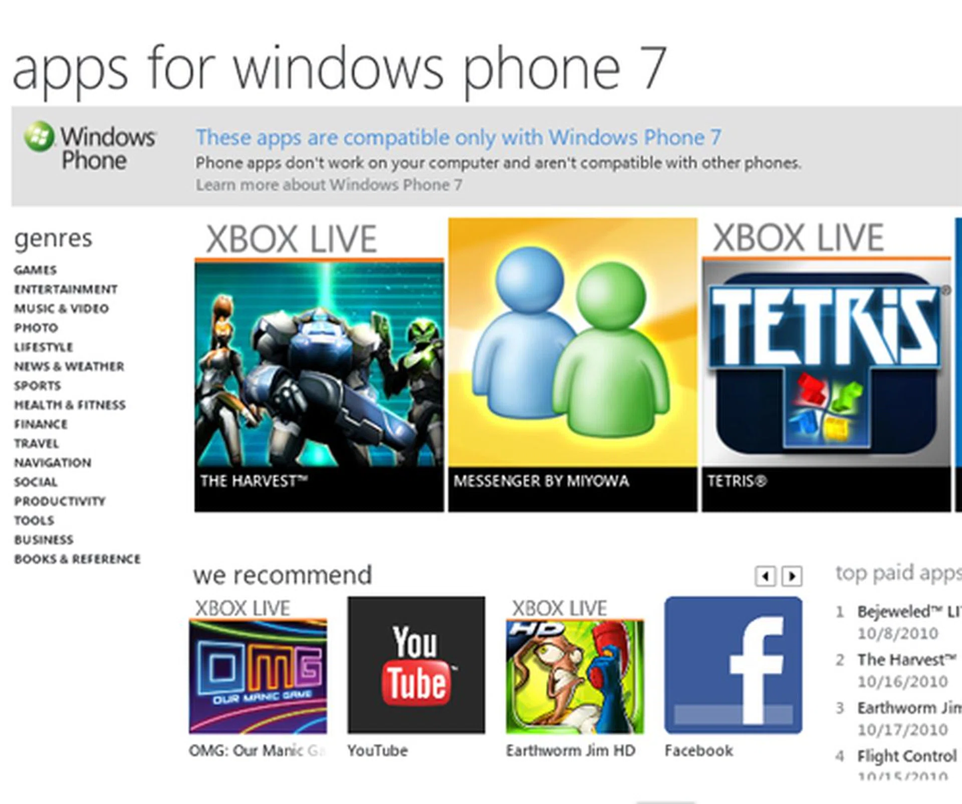 Make full use of the Zune software to check out and download new apps onto Windows Phone 7.