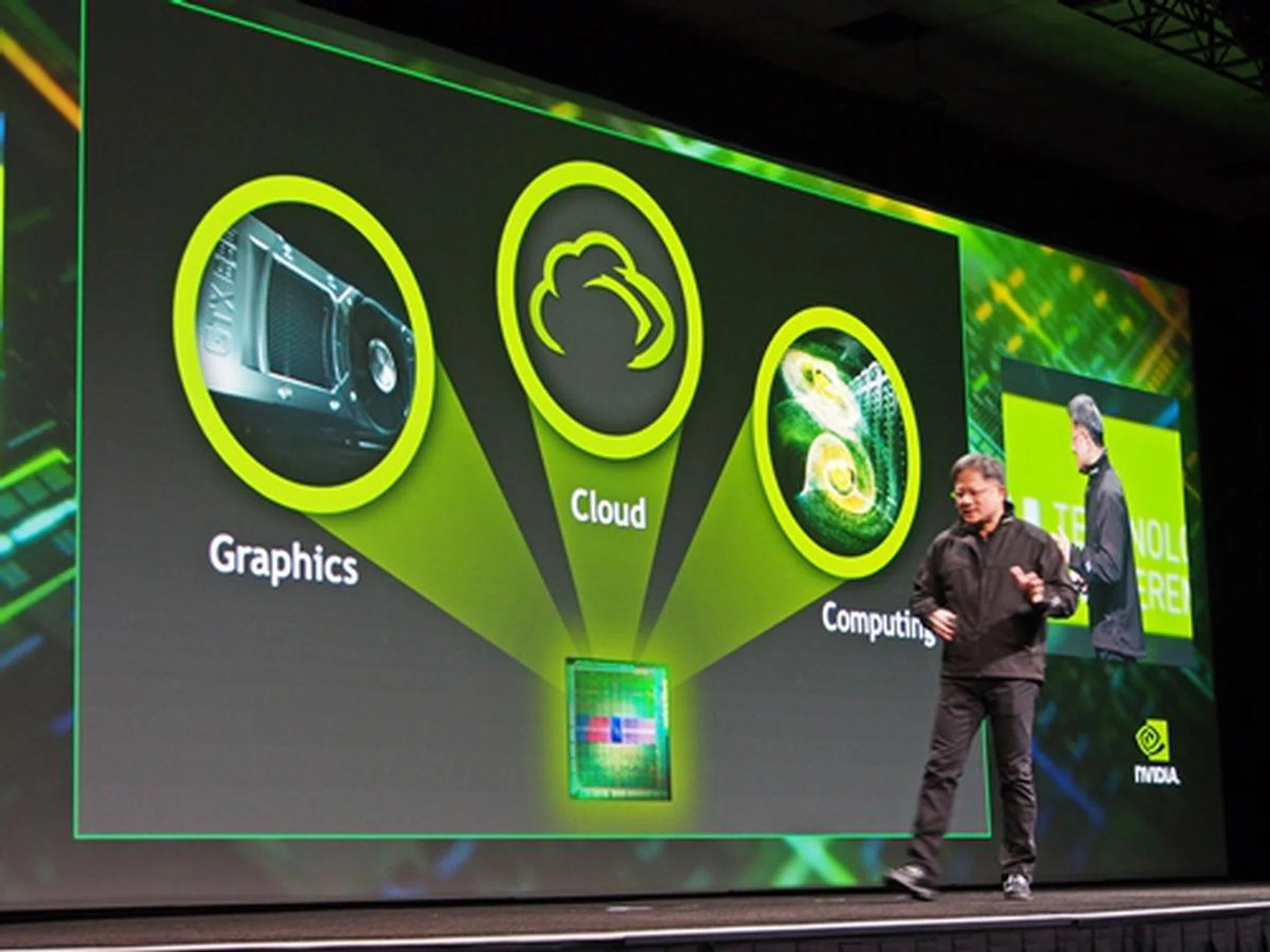 NVIDIA CEO Huang was practically walking on cloud nine as he spoke about the cloud computing capabilities of the Kepler GPU during his keynote address at GTC 2012.