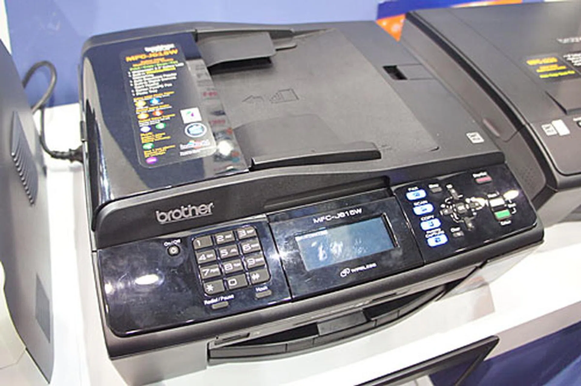 The MFC-J615W is a 6-in-1 inkjet machine (print/scan/copy/fax/PC fax/direct photo print & movie print) with print speeds of up to 35ppm (mono) and 28ppm (color). It also features wired and wireless connectivity. It’s going for $288 (usual price is $338).