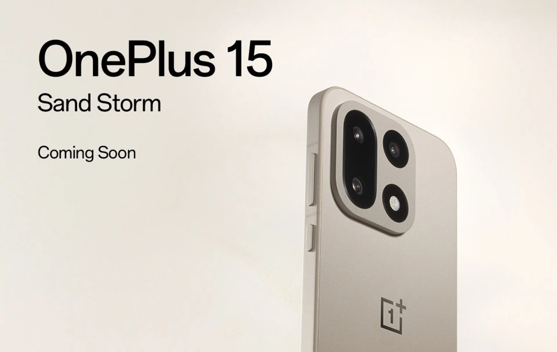 The upcoming OnePlus 15 in Sand Storm.