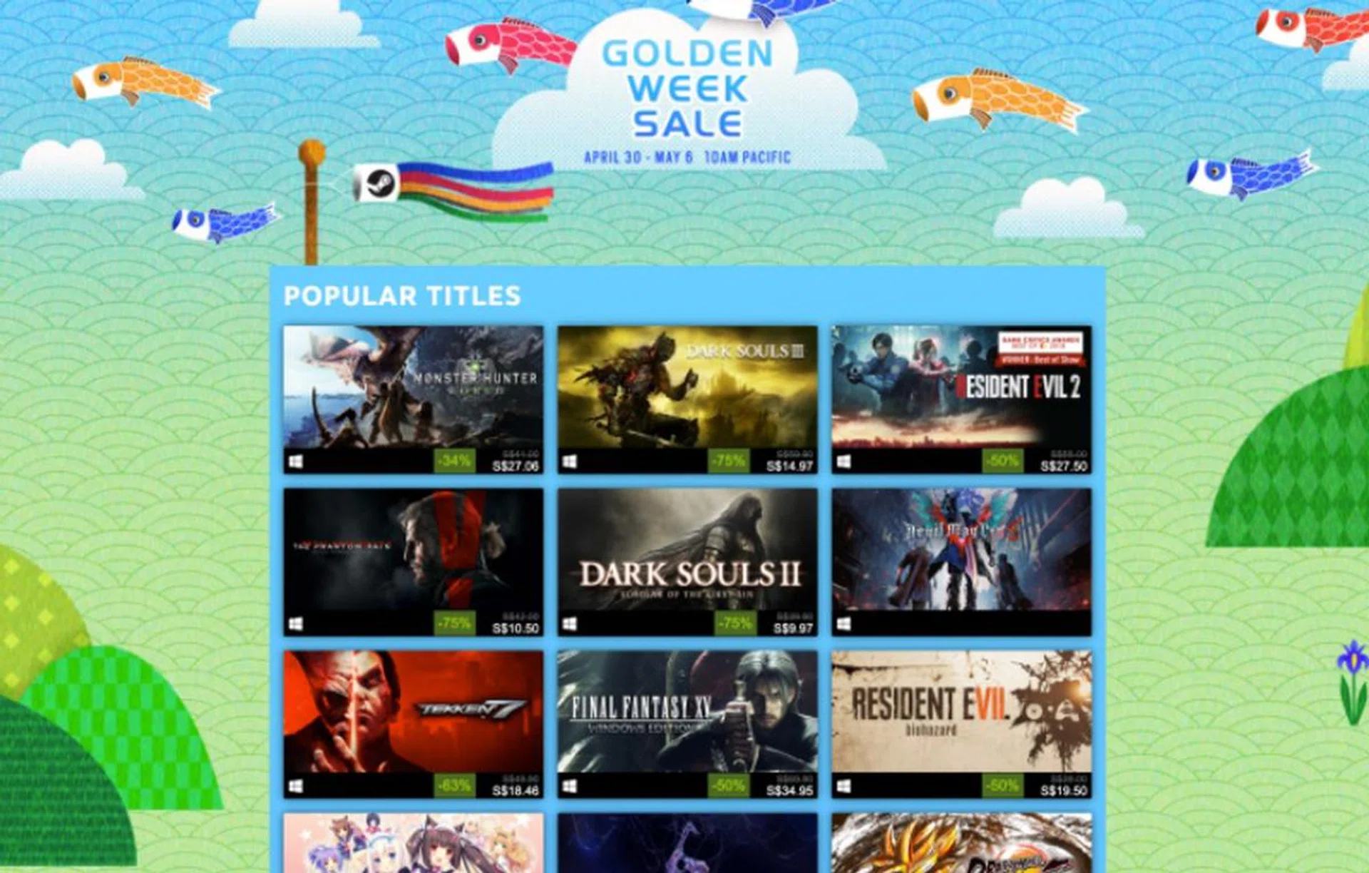 Some of the titles available during the Steam Golden Week sale
