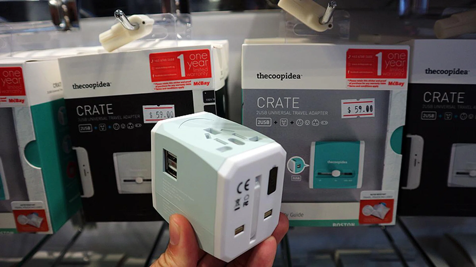 The Coop Idea Crate is a travel adapter with two USB ports, making it great for traveling couples or business travelers with multiple mobile devices on the move. The adapter feels fuss-free as it is a single unit with toggled prongs for different power outlets. U.P. is S$59, but the CEE 2016 price is 30% off, bringing it down to $41.30. Booth 8120.