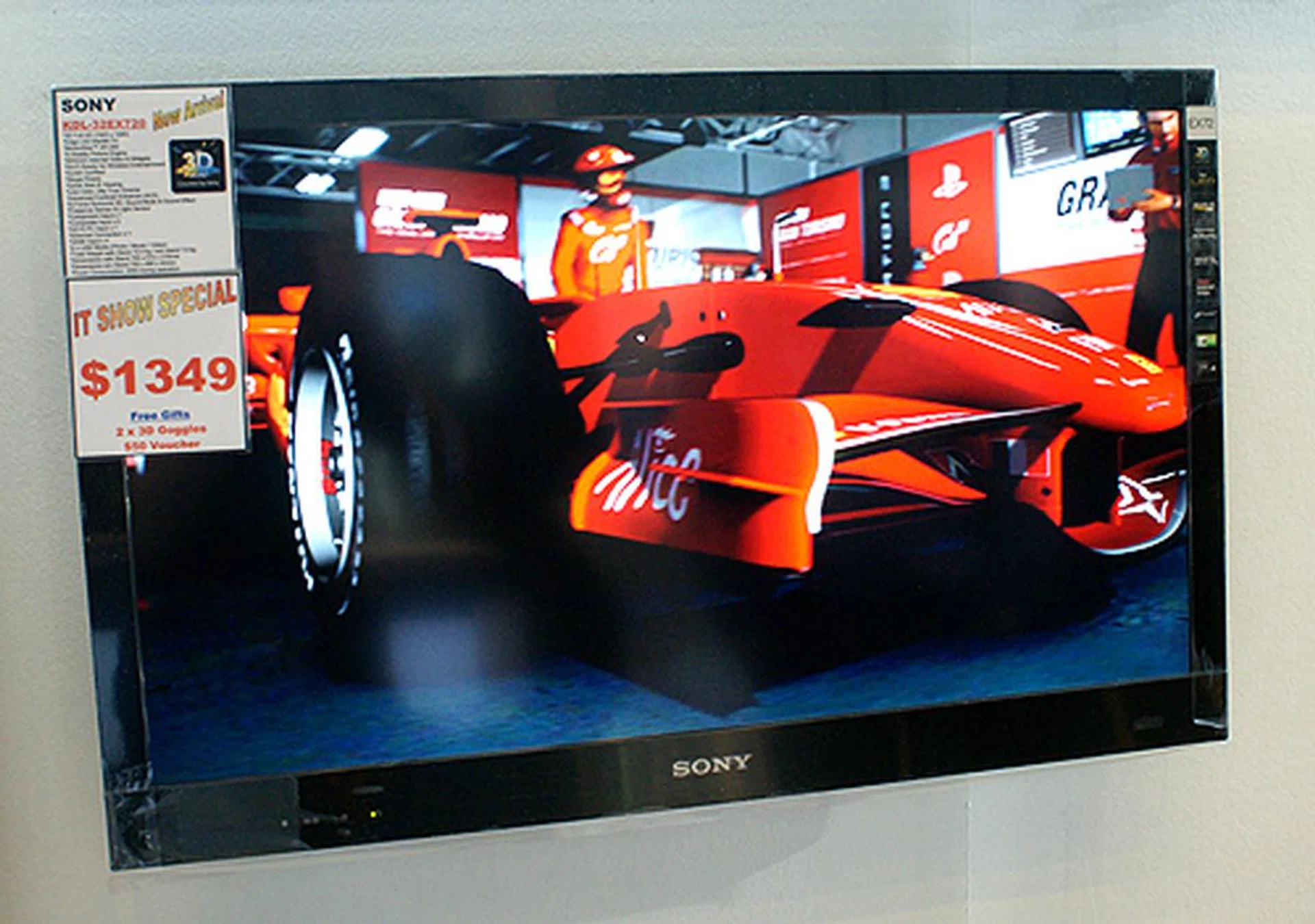 The recently launched 32-inch Sony EX720 is the world's first 32-inch 1080p 3D TV. It has a super-fast 200HZ refresh rate and is LED backlit. Going for $1349 (U.P.: $1399) and comes with two 3D goggles but other freebies.