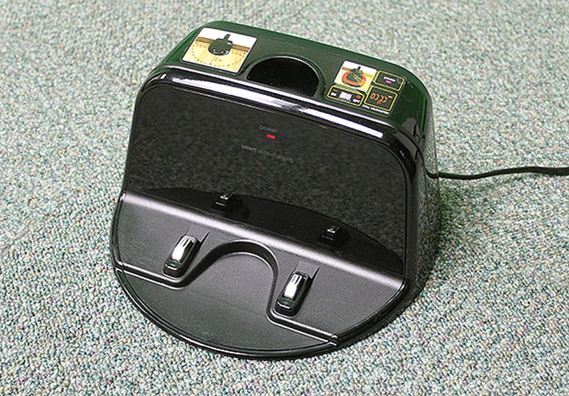 The Hom-Bot Square will automatically find its way back to the charging station when it is low on power.