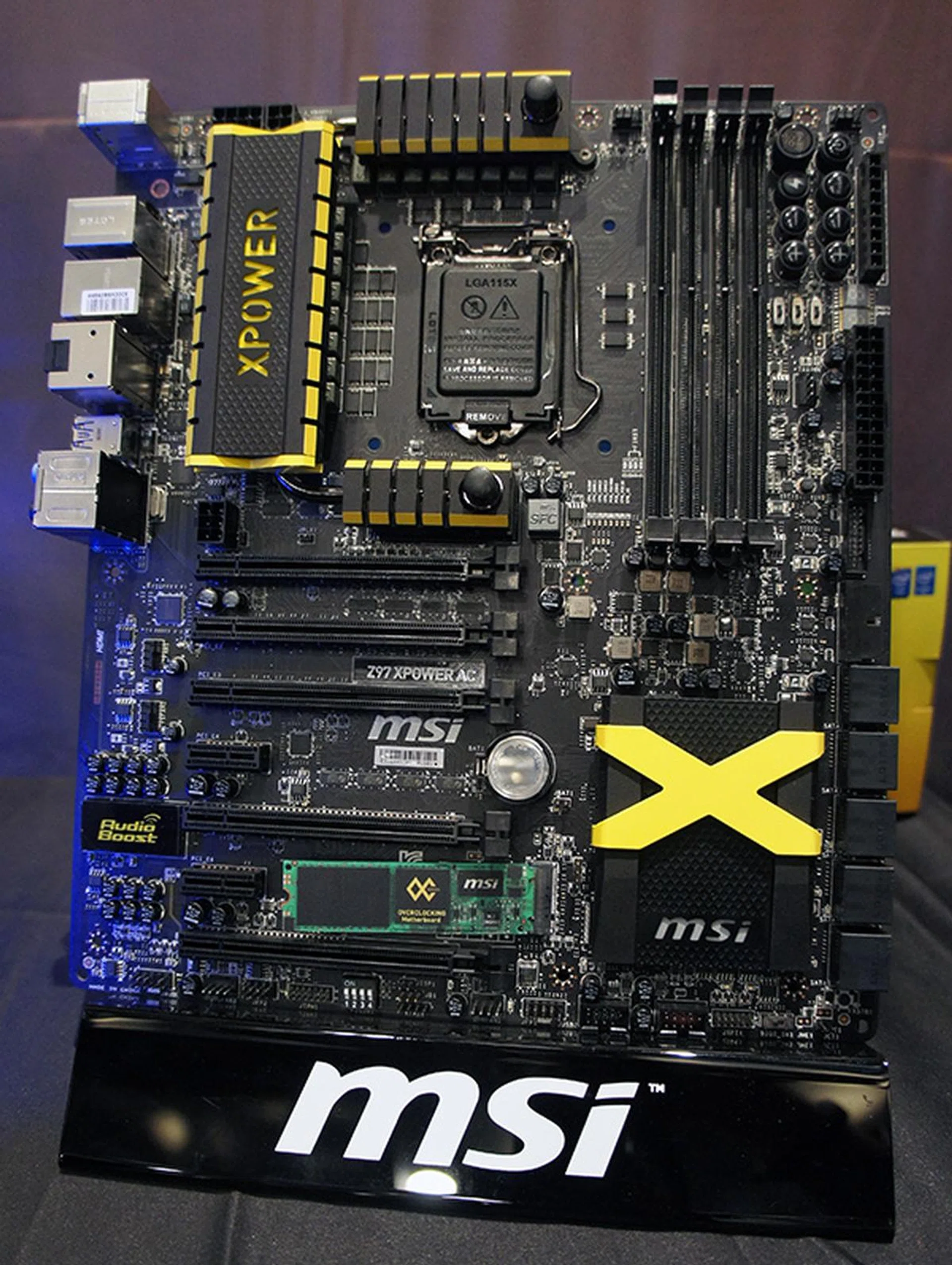 The flagship of MSI's Overclocking series is the Z97 XPower AC, which features integrated liquid-cooling heatsinks, OC Engine, delid die guard, V-Check Points 2, supports 4-way CrossFire and SLI and more.