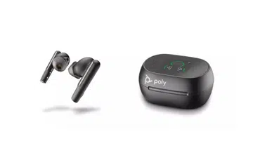 The Voyager Free 60+ earbuds comes with a smart charging case. Image source: Poly.