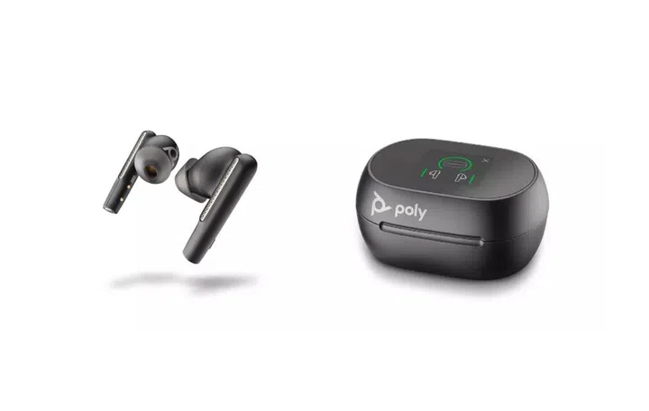 The Voyager Free 60+ earbuds comes with a smart charging case. Image source: Poly.