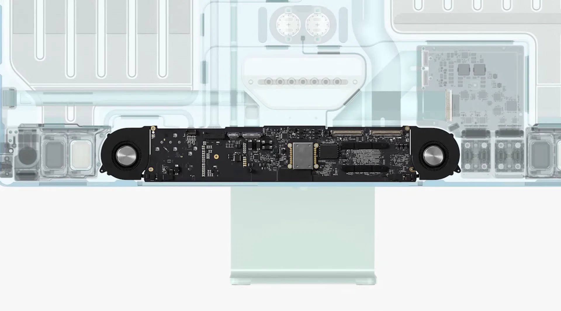 The 8-core GPU model has a beefier cooling system with two fans. (Image source: Apple)