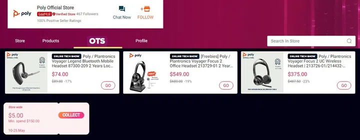 Poly's Lazada storefront.