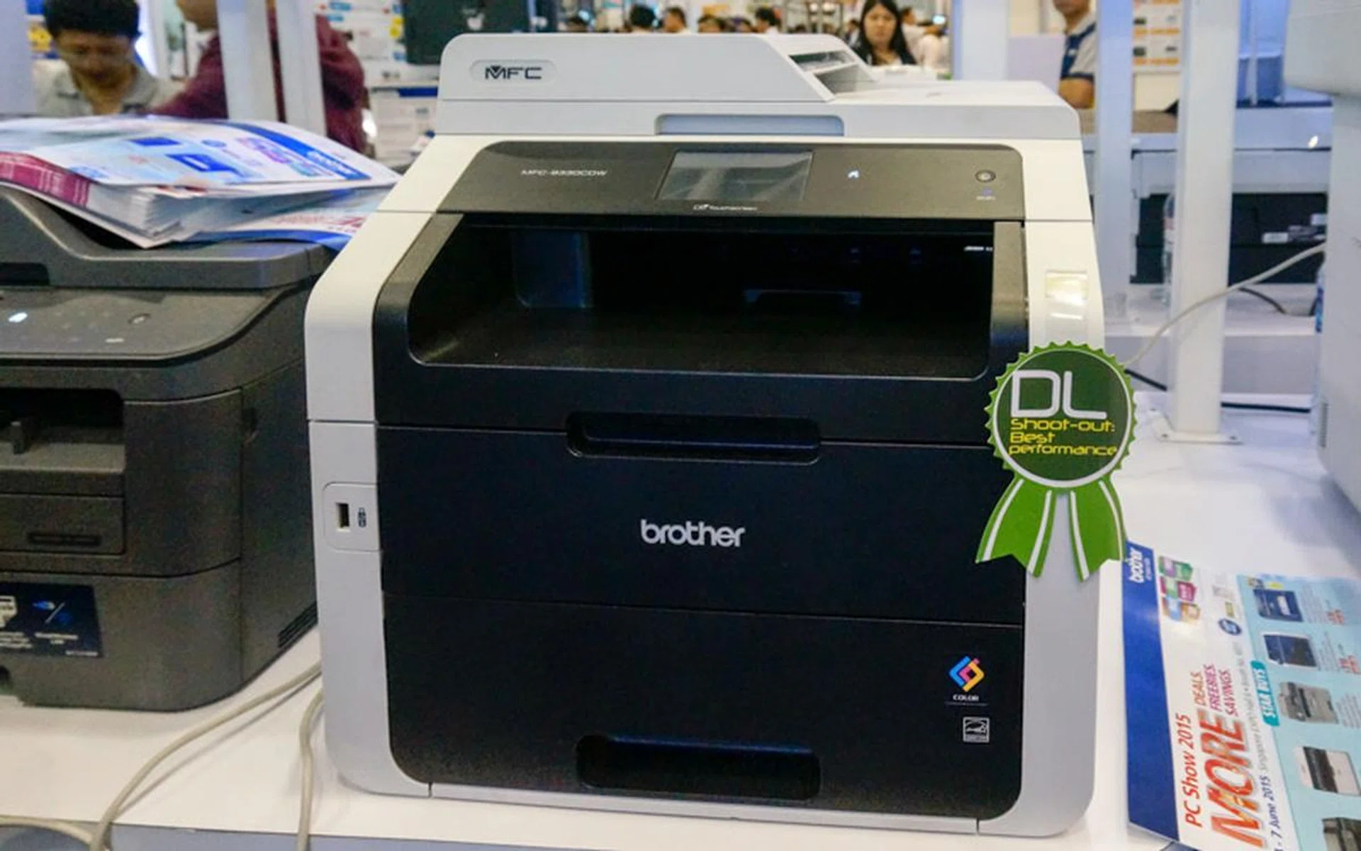 The MFC-9330CDW is a compact color laser printer with duplex that supports Wi-Fi Direct printing, Google Cloud Print, and has a 35-sheet ADF. This prints up to 22ppm in both mono and color printing modes, and is going for S$598 with S$80 Takashimaya vouchers and free delivery.
