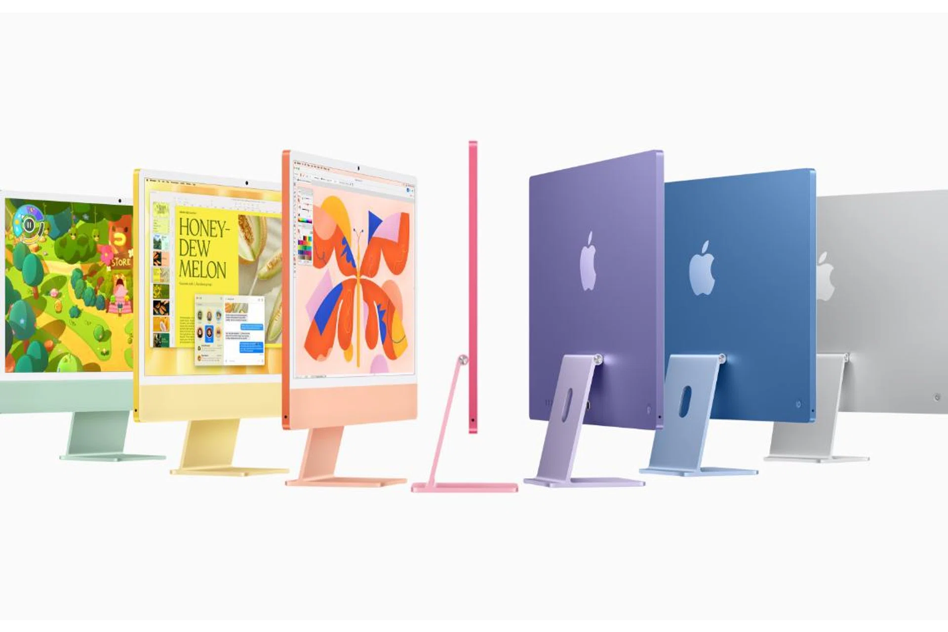 The colours of the new M4 iMac. Photo: Apple