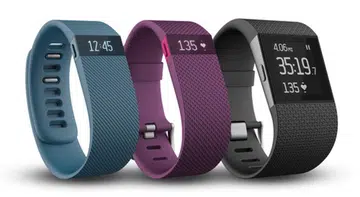 Fitbit's line of activity trackers. <br> From left, the Charge, Charge HR and the Surge.