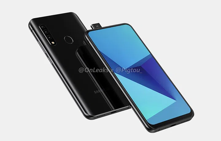 Leaked Samsung tips indicate a pop-up camera phone in the making.