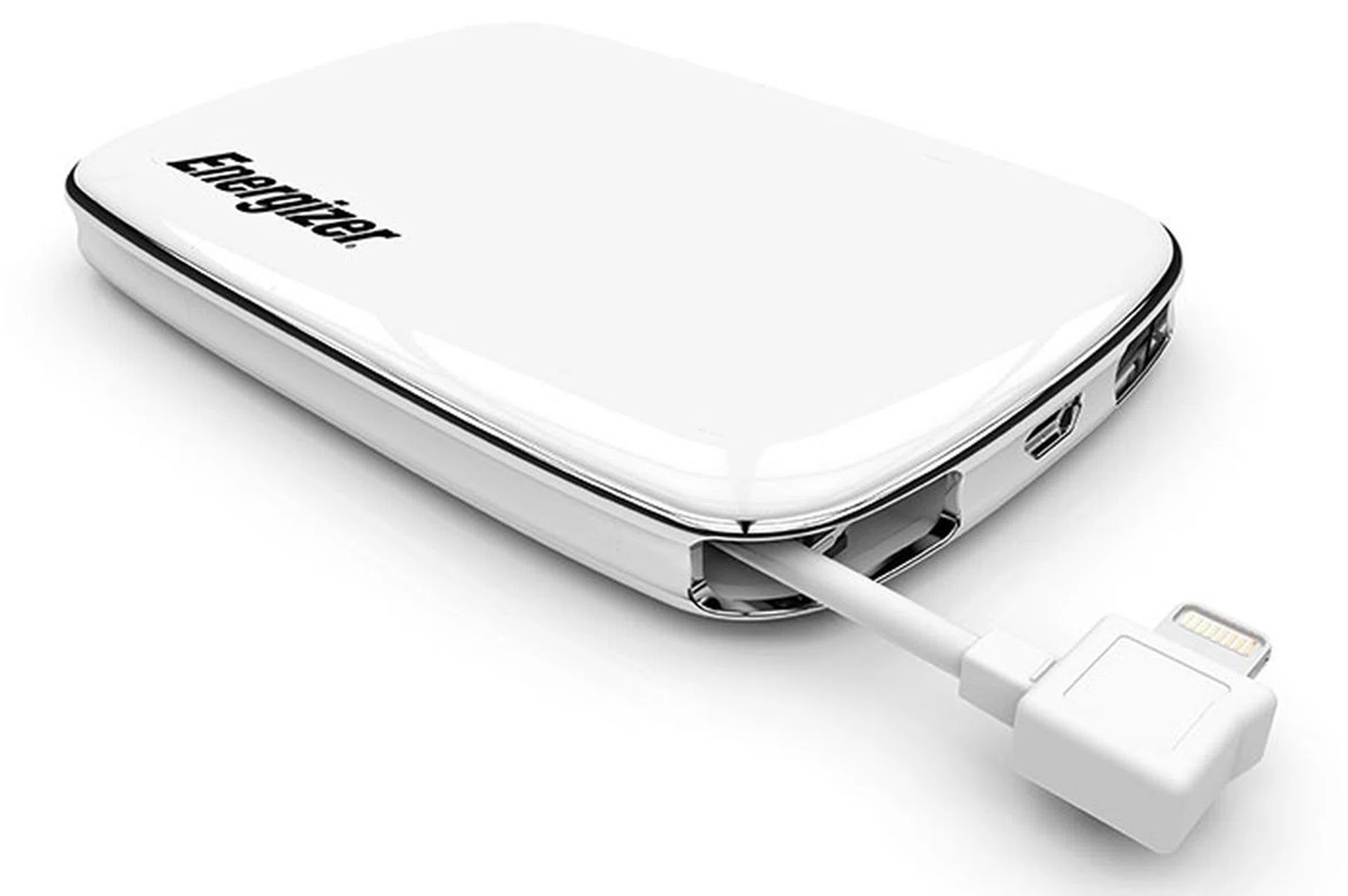 Battery packs with a built-in charging cable (like this Energizer XP3000A with a built-in Lightning cable pictured here) are great for absent-minded people. (Image source: Energizer.)