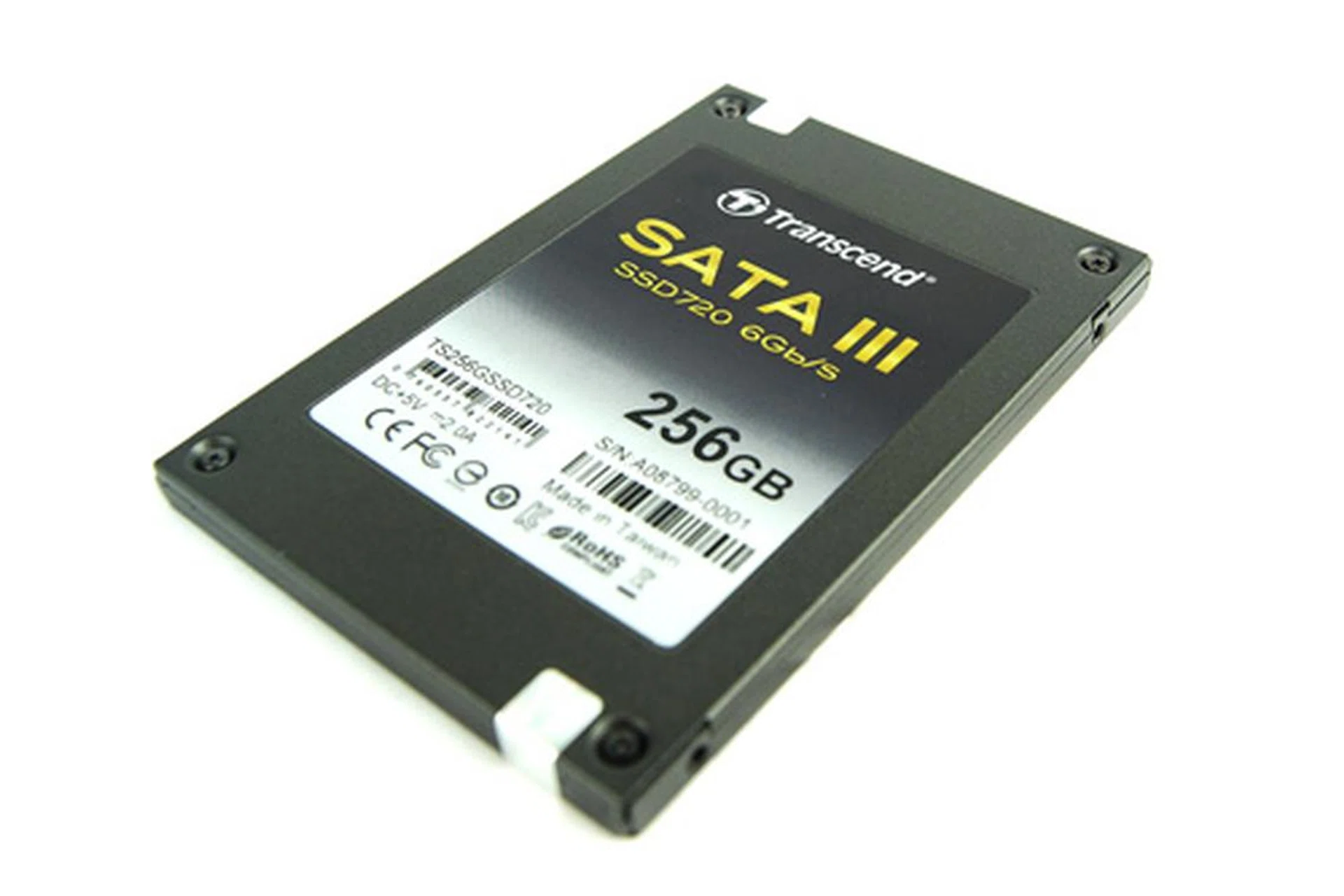 The Transcend SATA III SSD720 looks just like any other SSD. It's 7mm thick so it should fit into all notebooks and Ultrabooks with ease.