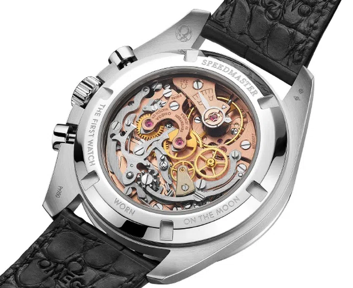 The caliber 321 in the Speedmaster Professional Platinum Caliber 321. (Image source: Omega)